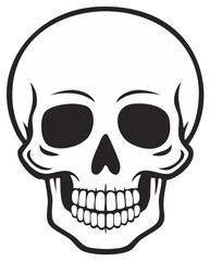 Black and white vector illustration of a human skull facing forward