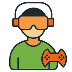 Person wearing vr headset holding a game controller