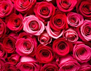 Fototapeta premium Seamless pattern of red and pink roses filling the entire image bold and dramatic design, perfect for romantic, gothic, or elegant themes