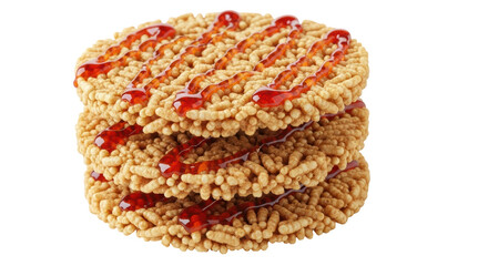 Isolated Stack of Rice Cakes with Jam
