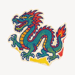 Colorful mythical dragon illustration.