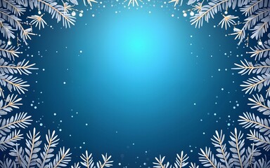 Christmas Poster - Illustration. Vector illustration of Christmas blue Background with silver branches of christmas tree. High quality