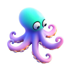 Colorful cartoon octopus with playful features
