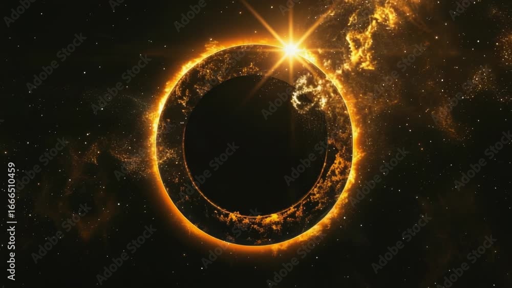 Poster a ring of fire with a star in the background, suitable for use in astronomy or science-related conte