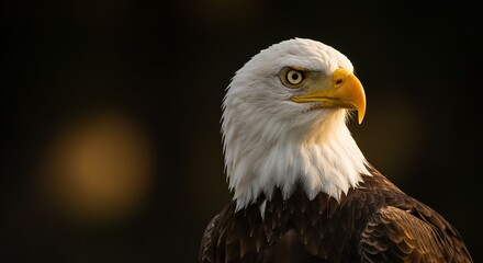 Obraz premium Majestic Bald Eagle Portrait Golden Hour Lighting