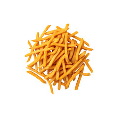 A pile of crispy sweet potato sticks served in a casual setting
