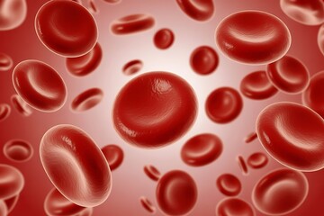 Red Blood Cells Suspended in Plasma with Depth and Gradient Background Showing Circulatory System Function