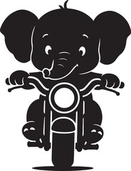 Adorable baby elephant joyfully riding a motorcycle silhouette