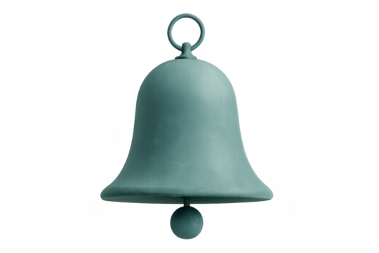 Green 3d bell ringing with transparent background