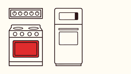 Kitchen Stove and Refrigerator Illustration oven appliance