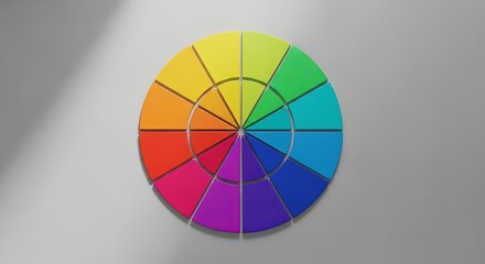 Obraz premium Vibrant color wheel displayed on a clean, neutral background with soft lighting