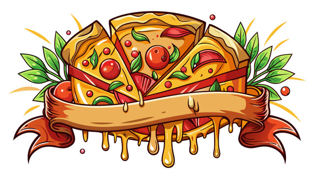 Pepperoni pizza banner ad bursts with color, melted cheese stretches, iconic slices radiate warmth, playful yet elegant design captures craving, timeless illustration uniting appetite with artful comp