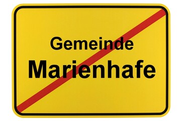 Illustration eines Ortsschildes der Gemeinde Marienhafe in Niedersachsen	