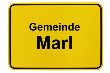 Illustration eines Ortsschildes der Gemeinde Marl in Niedersachsen	