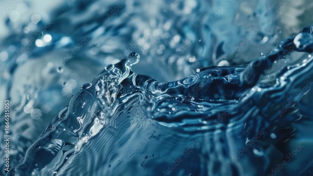 Poster a clear and calm blue water surface with a close-up view, perfect for use in various contexts such a