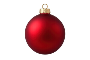 Red christmas ball ornament hanging with transparent background