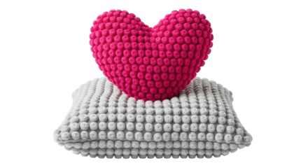 Isolated Knitted Heart on Pillow