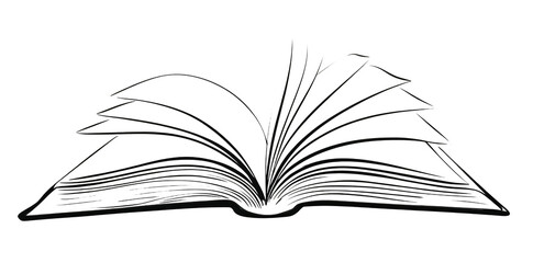 Open book with pages turning, revealing knowledge and education concepts