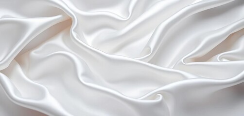 Obraz premium Soft, blurred white-gray satin texture; shimmering silver silk panorama, drape, background