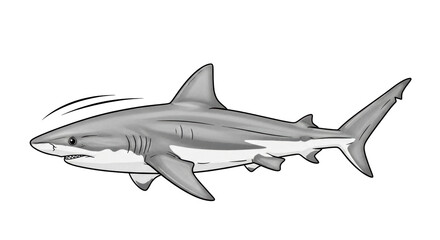 Obraz premium Isolated Shark Monochrome Illustration