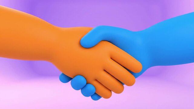 Cartoon hands shake agreement partnership collaboration success
