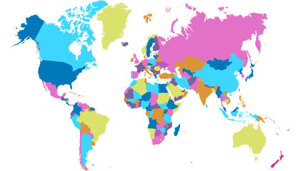 Obraz premium World map. Color modern vector map. Silhouette map