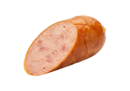 Close-up of a sliced sausage, showcasing its rich texture and appetizing color palette against a plain black backdrop.
