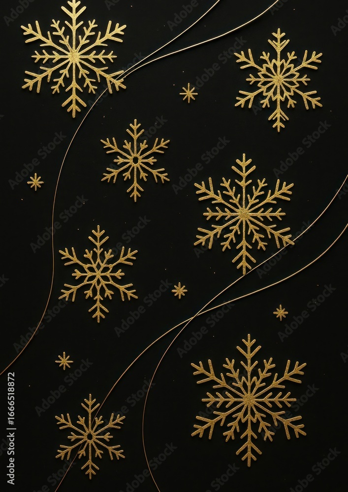 Poster elegant golden snowflake pattern
