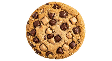 Isolated Chocolate Chip Cookie with Various Chocolate Pieces