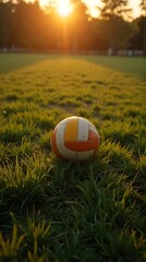 orange ball volley in the court when afternoon