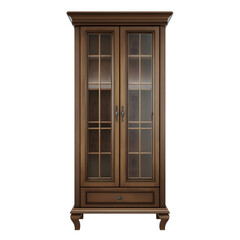 Obraz premium classic wooden cabinet with glass doors isolated on white background