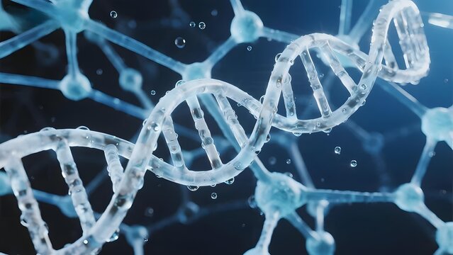 Close-up of a Rotating DNA Double Helix Structure