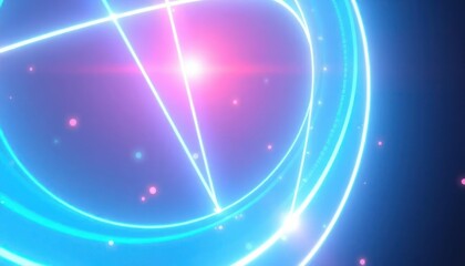Vibrant neon light trails and glowing particles create a dynamic, futuristic abstract background. Ideal for technology, energy, or digital concepts.