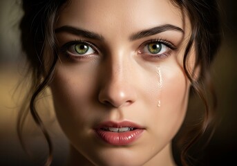 Close-up woman crying