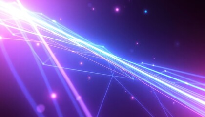 Dynamic abstract network of glowing lines and particles, representing digital data flow, communication, and advanced technology. Perfect for business and science concepts.
