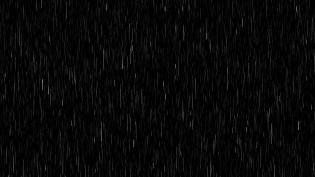 Rain Overlay Background At Night, heavy rain falling down isolated background. Practical seamlessly loopable footage. Raindrops splashing. Fast rain flow overlay effect loop with an alpha channel. 4K