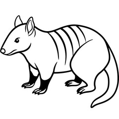 Obraz premium Striped Polecat Silhouette line Art Vector