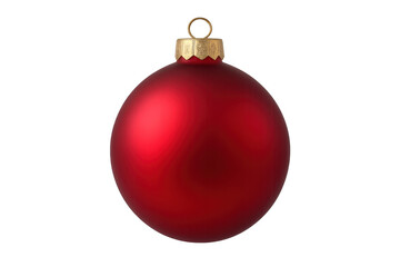 Red christmas ball ornament hanging with transparent background