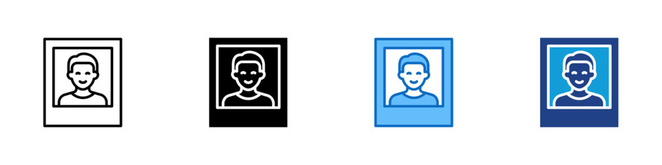 Portrait Photo Multiple Style Icon Vector Design - Framed image of a person, representing a personal portrait or profile picture