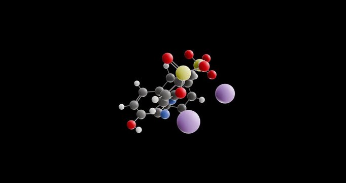 Sunset yellow FCF molecule, rotating 3D model of e110, looped video on a black background
