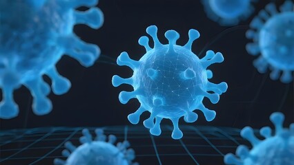 Fototapeta premium Microscopic View of Viral Particles on a Grid Background