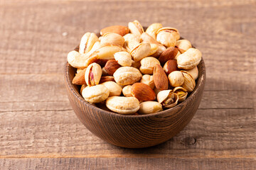 Healthy mix nuts. Almonds, hazelnuts, cashews, peanuts, pistachios, Brazil nuts