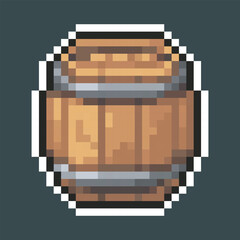 wooden barrel in pixel art style
