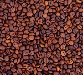 Coffee beans background close up