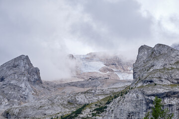 Marmolada, Italian Alps. Amazing summer landscape of Dolomite Mountain Peaks