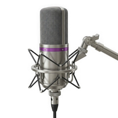 High-quality studio condenser microphone for professional audio recording and broadcasting transparent background