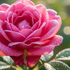pink rose with dew drops