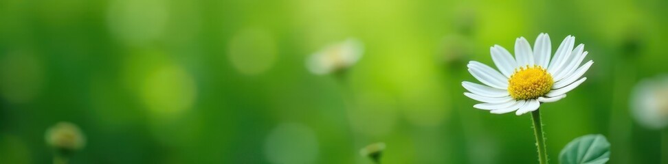 Obraz premium Close-up of chamomile leaves and white flowers on a delicate stem, herbal, flower, botanical