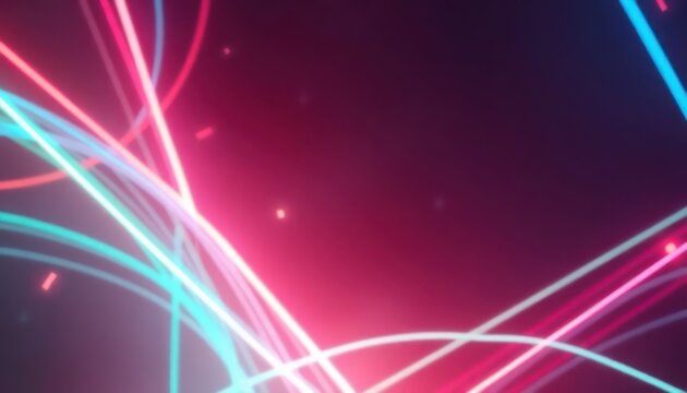 Dynamic abstract neon light trails and glowing particles on a dark background, representing technology, speed, and modern digital concepts. Ideal for tech, business, or lifestyle designs.