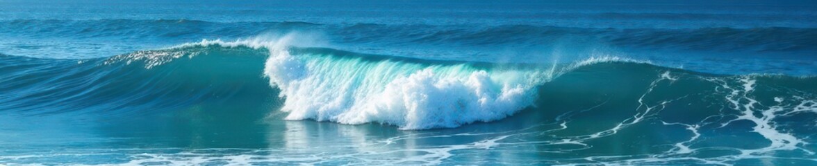 Fototapeta premium Deep blue ocean waves, crests breaking, sea foam , rough sea, summer, coast